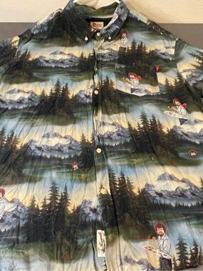 RSVLTS Men’s Button-Down Shirt in Blue, Green, Black Scenic Print